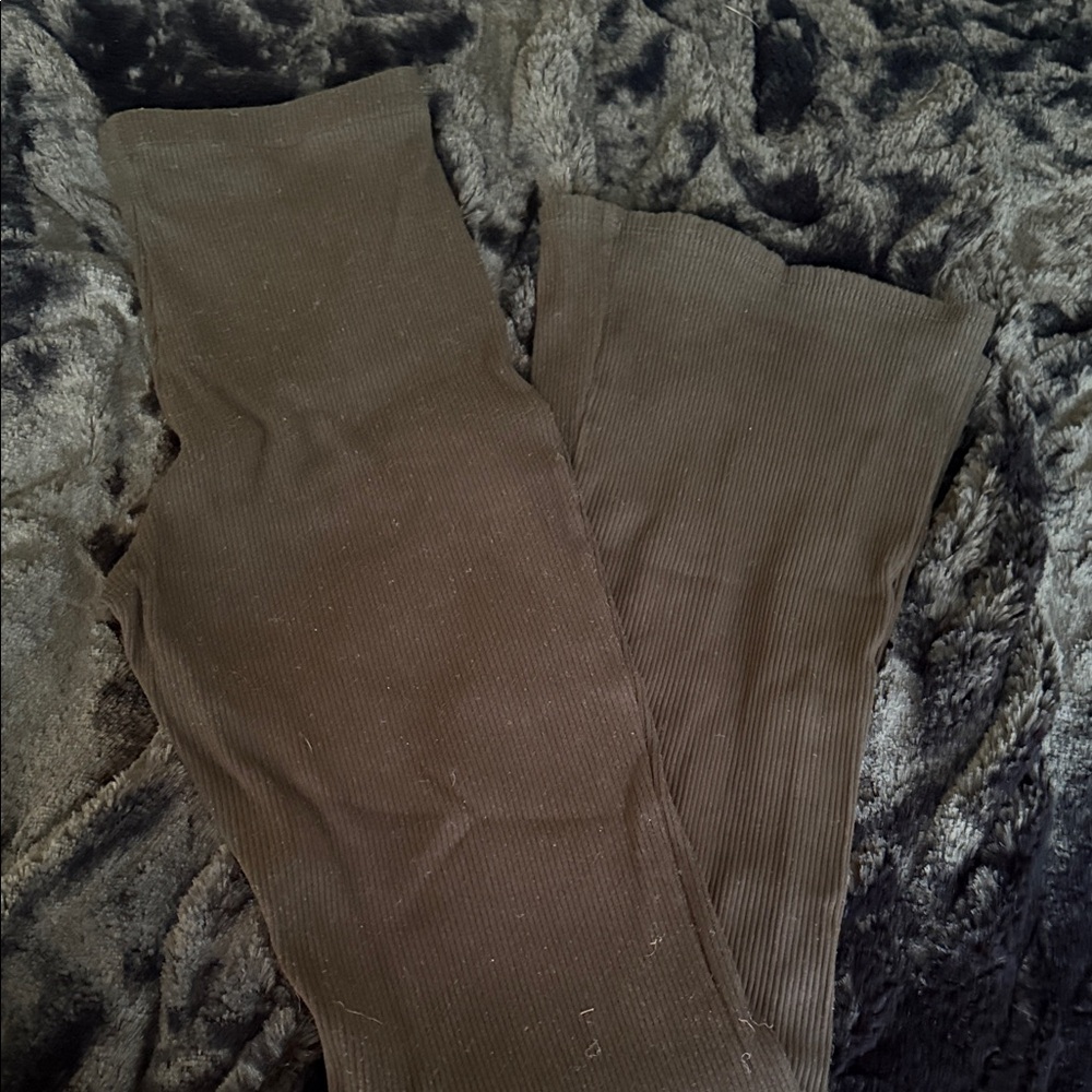 Women's Ribbed Leggings - Brown